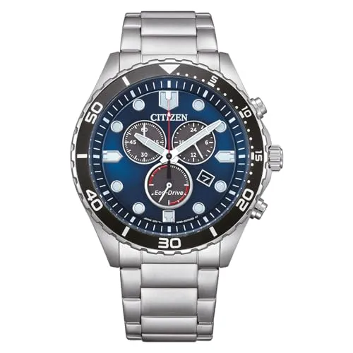 CITIZEN Herren Analog Quarz Uhr AT2560-84L - Armbanduhren für Herren, Eco Drive Chronograph mit Edelstahl Armband für zeitlose Eleganz und Präzision
