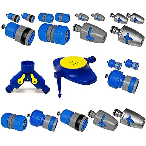 Deuba Schlauchverbinder Universal Schnellkupplung Schlauchstück Zubehör Schlauchende - mit Wasserstop - 1/2