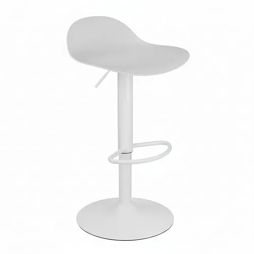Baroni Home Barhocker mit Verstellbarer Höhe, Barstuhl mit kratzfester Boden und Fußablage, Tresenhocker für Küche, Restaurant und Bar, 41x40x64-86 cm, 1 Stück, Weiß
