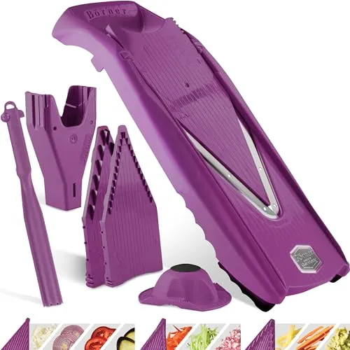 Börner Gemüsehobel V5 (Plus Set) - Vielseitiger V-Hobel mit Zubehör - Gemüsehobel mit scharfer Edelstahl V-Klinge, ideal für verschiedene Schnittarten. Inklusive Kombischäler und Sicherheitsfruchthalter für einfache Anwendung und sichere Handhabung.