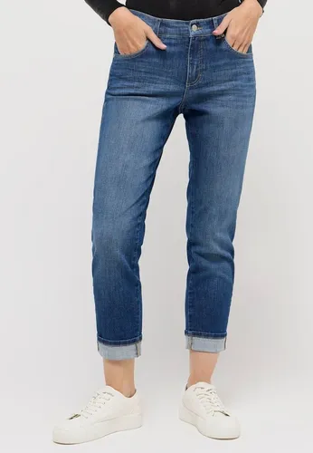 ANGELS Mom-Jeans DARLEEN CROP TU im Five-Pocket Style - Jeans in 7/8-Länge mit elastischem Denim, ideal für einen lässigen Look. Hoch geschnitten und im modischen used Look, perfekt für jeden Anlass.