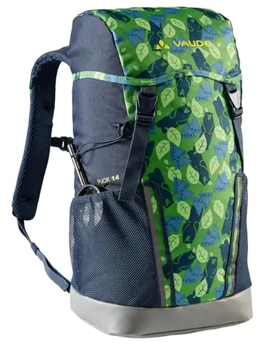 VAUDE Kinderrucksack Puck Blätter - 14L, wetterfest mit Regenhülle und viel Stauraum, ideal für Schule und Outdoor-Aktivitäten