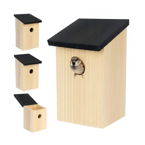relaxdays Nistkasten 4er Set, schwarz