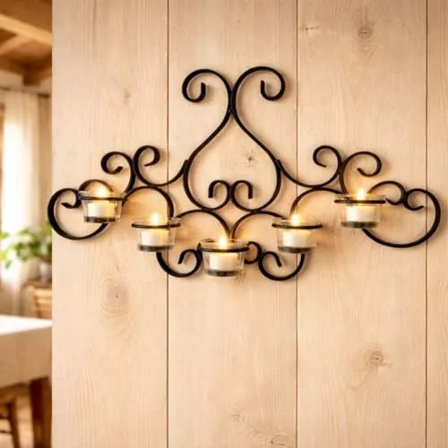 DanDiBo Wandkerzenhalter Metall Schwarz Palace 63 cm in schwarz von DanDiBo