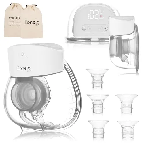 Lionelo Elektrische Freihand-Milchpumpe - Kabellose, tragbare Milchpumpe mit 80 Minuten Laufzeit und 6 anpassbaren Silikontrichtern für individuellen Komfort und effizientes Abpumpen.