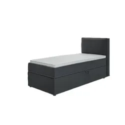 S-STYLE MÖBEL - Vortex Boxspringbett 90x200 mit Topper - Modernes Boxspringbett in Graphit mit Bettkasten und abnehmbaren, waschbaren Topperbezügen für optimalen Komfort und praktischen Stauraum.