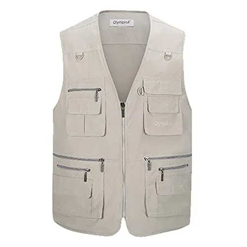 Hwalleum Herren Multifunktional Outdoor Freizeit Weste mit Vielen Taschen, Herren Klassisch Draussen Multi-Taschened Casual Anglerweste Leicht Atmungsaktiv Jagd Fotografie Wandern Gilets Camping Vest