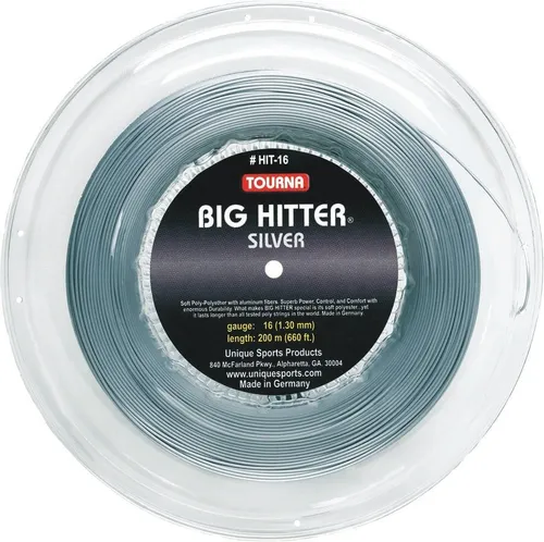 Tourna Tennissaite Big Hitter Silber 220m Rolle, Saitendicke 1.25 - Tennissaiten - Tourna Big Hitter Silver bietet unglaubliche Haltbarkeit und Kontrolle, ideal für Power-Spieler mit hohem Saitenverschleiß.