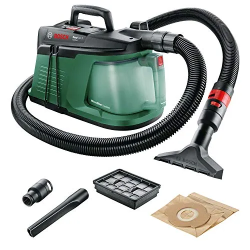 Bosch Home and Garden EasyVac 3 - Kompakter Trockensauger 700 W, ideal für Werkstätten mit praktischem Zubehörmanagement und Universaladapter für Elektrowerkzeuge