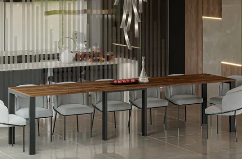 Endo-Moebel Esstisch Vast 130/330cm - Esstisch Vast - Ausziehbarer Kulissentisch mit stabilem Metallgestell, ideal für große Familienfeiern. Hochwertige, langlebige Tischplatte und elegante Optik.