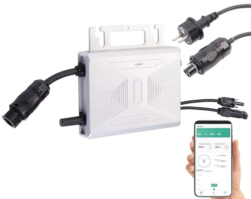 revolt Inverter: WLAN-Mikroinverter für Solarmodule, 400 W, App, geprüft (VDE-Normen) (Solar-Wechselrichter MPPT, Micro-Wechselrichter WiFi, Netzkabel)