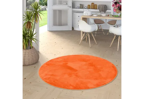 Snapstyle Luxus Teppich, Orange, Textil, Rund, 100x100 cm - Eleganter Hochflorteppich in Orange, ideal für stilvolle Akzente und Gemütlichkeit. Mit rutschfester Unterseite für sicheren Halt. Perfekt für jedes Zuhause!