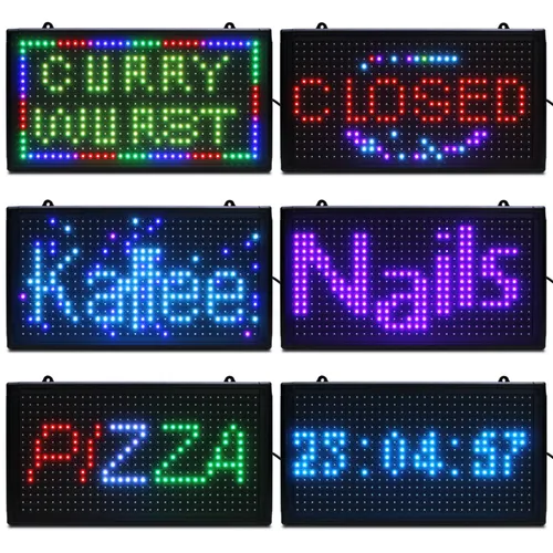 Programmierbares LED-Schild & Laufschrift Display 36 x 20 cm klein offen eis