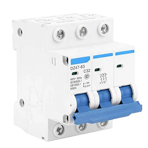 3P Leistungsschalter 32A 400V AC DZ47-63 Hochstromstoßfest Kurzschlussschutz mit Sicherungsautomat für Industrie und Gewerbe – Robuste Schalttechnik
