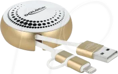 DELOCK 85820 - Sync+Charge, USB A -> micro-B + Lightning, 0,92m, aufroll, gold