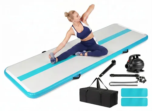 COSTWAY 3m Air Matte Track – Aufblasbare Gymnastikmatte mit Luftpumpe und Tragetasche