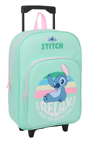 Stitch Kinderrucksack mit kompaktem Rollwagen, ideal für Kinder verschiedener Altersgruppen, bequem und vielseitig, Qualität und Langlebigkeit, 33 x 43 x 15 cm
