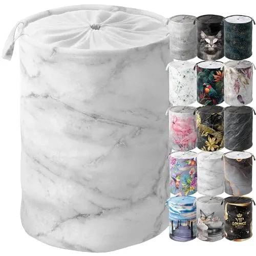 Sanilo Wäschekorb Marmor, 60 Liter, faltbar - Wäschekörbe mit Sichtschutz und Griffen, ideal für kleine Räume und vielseitig einsetzbar für Kleidung oder Spielzeug.