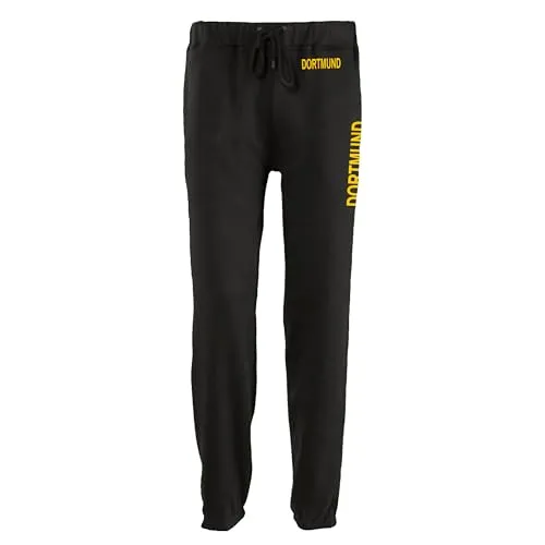 multifanshop Jogginghose Dortmund - XL schwarz mit gelbem Druck - Herren-Trainingshose in Größe XL, ideal für Dortmund-Fans. Hochwertige, kuschelige Oberfläche und elastische Bündchen sorgen für optimalen Tragekomfort.