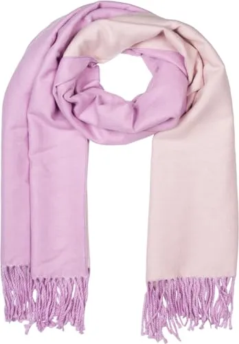 styleBREAKER Damen Schal 2-Face Optik mit Fransen - Eleganter Wendeschal in Flieder-Beige, aus weichem Material, ideal für kalte Wintertage. Vielseitig tragbar als Stola oder Schal, mit langen Fransen für zusätzlichen Style.