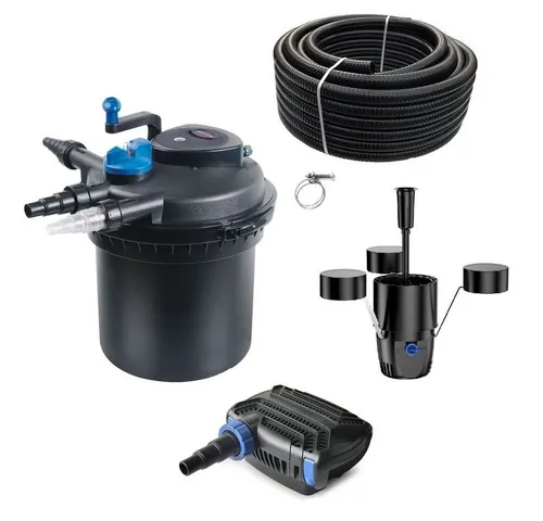 Aquaone Teichfilter AquaOne Teich Filteranlage Set Nr.20 CPF 5000 Druckfilter 10W Eco Teichpumpe Teichgröße bis 8000l Teichschlauch Bachlauf UV Lampe