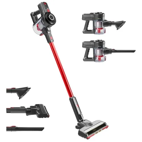 H.Koenig UP600 PowerClean - Kabelloser 3-in-1 Staubsauger, leistungsstark und leicht mit Turbo-Bürste für Tierhaare