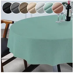 ANRO Tischdecke Hochwertig Tischwäsche mit Beschichtung (Einzelstück 1-tlg), Premium TEFLON und 2-Fache Acryl Beschichtung grün Oval | 140 cm x 160 cm
