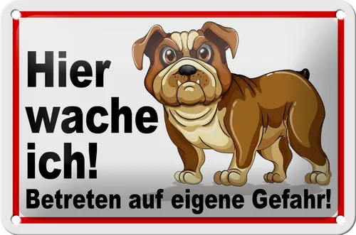 Produktbild Blechschild Hinweis 18x12 cm Hier wache ich Hunde Metall Deko Schild tin sign