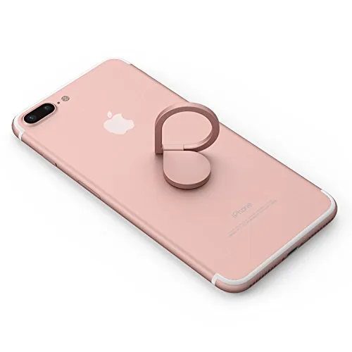 Kronya - 360 Grad drehbarer Smartphone Fingerhalter - Halter Halterung Ständer - Kompatibel mit Apple iPhone Samsung Galaxy - Modell MTKAB (Roségold)