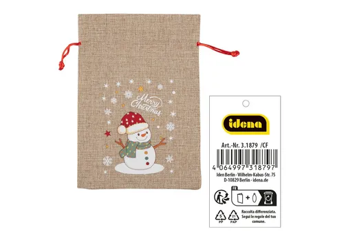 Idena Dekohänger Idena Weihnachtsgeschenksack Schneemann 22x32cm