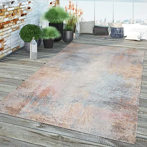 TT Home In-& Outdoor Teppich Küche Wohnzimmer Wetterfest Balkon Vintage Design Abstrakt, Farbe:Bunt, Größe:80x150 cm