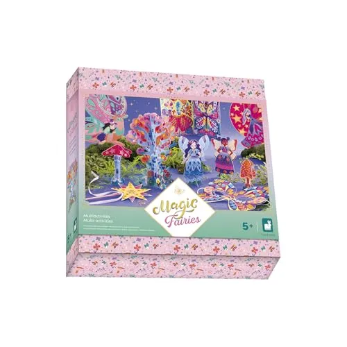 Janod J09175 Multi-Aktivitäts-Set-Thema Feen-11 Erfolge-Kreatives Basteln für Kinder-Schulung von Fingerfertigkeit und Konzentration-Ab 5 Jahre-J09175
