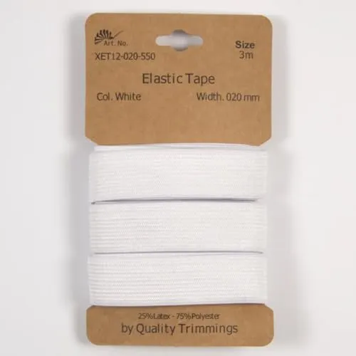 Gummiband | 3m-Karten | 10mm oder 20mm breit (20 mm - weiß)
