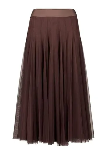 zero Damen Meshrock mit Gummibund 34, Chicory Coffee - Eleganter Damenrock aus atmungsaktivem Mesh, figurumspielend mit Gummibund für optimalen Tragekomfort – ideal für festliche Anlässe.