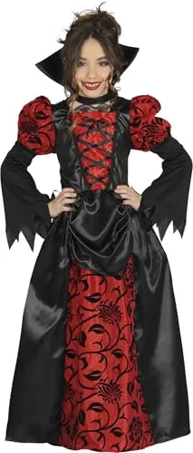 FIESTAS GUIRCA Vampirkostüm für Kinder (10-12 Jahre) - Kostüme für Kinder – Verkleide dein Mädchen zur bezaubernden Vampirin mit diesem tollen Kleid und Kragen, perfekt für Halloween und Karneval!
