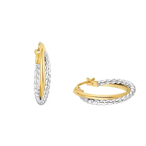 Amor Creolen Damen Ohrschmuck 1,9 cm Bicolor - Bicolore Ohrringe aus hochwertigem 375 Gold, ideal für Alltag und Festlichkeiten. Kommen in einer eleganten Schmuck Geschenk Box – perfektes Geschenk für stilbewusste Damen.