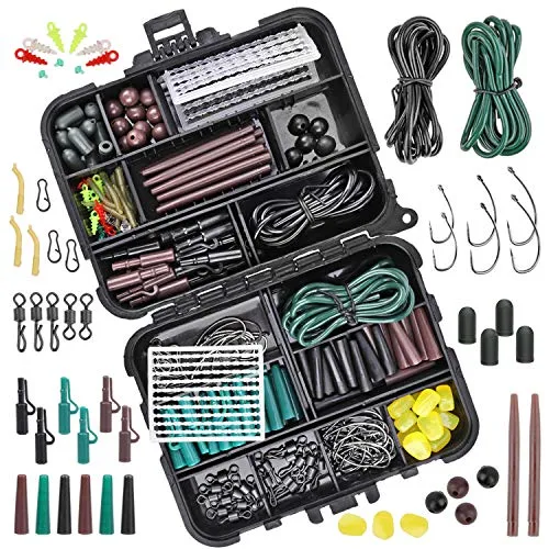 282stk Angelhaken Kit, Karpfen Angelzubehör Set inkl. Jig Haken, Bullet Bass Werfen Sinker Gewichte, Plastic Bait Screws, Angeln Wirbel Snaps, Sinker Slides, Angelleine Perlen usw mit Angehen Box