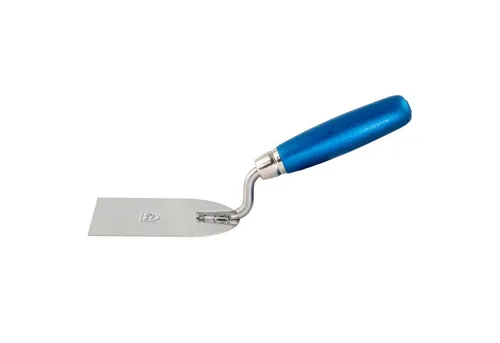 TRUFA Gipserspachtel rostfrei mit Holzgriff Blau, 4cm Stuckateurspachtel, Spachtelkelle, Glättekelle, Edelstahl, Werkzeug zum Verputzen, Made in Germany