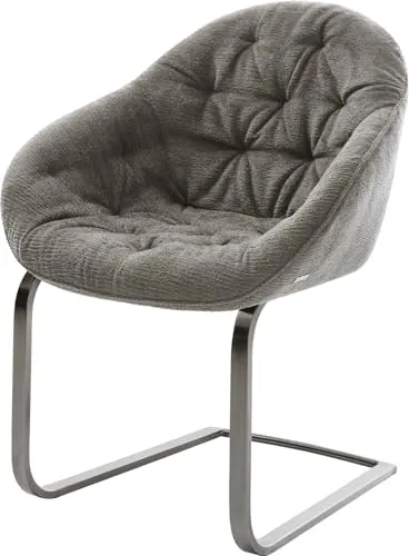 DELIFE Schwingstuhl Gaio-Flex Freischwinger flach Graphit Bouclé Soft Schlamm