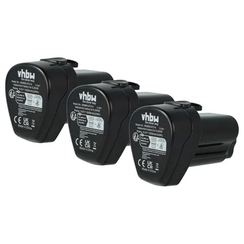 vhbw 3X Akku kompatibel mit Metabo KPA 10.8 400, PowerLed 12, PowerImpact 12, KPA 10.8, KPA 10.8 600 Werkzeug (2000 mAh, Li-Ion, 10,8 V)
