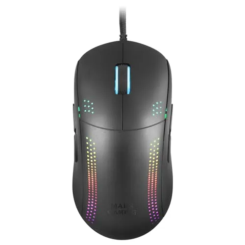 Mars Gaming MMPRO Schwarz, Ultra-Leichtgewicht Maus für Beidhänder, RGB Chroma, Optisch 32K DPI
