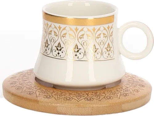 6er Set Espressotassen mit Untertasse und Tablett Ständer Mokkaservice Motiv 11