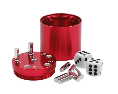 BestSaller 3004 'SUPER SIX' Aluminum, 36 Spielstäbchen & 2 Würfel, rot (1 Stück)