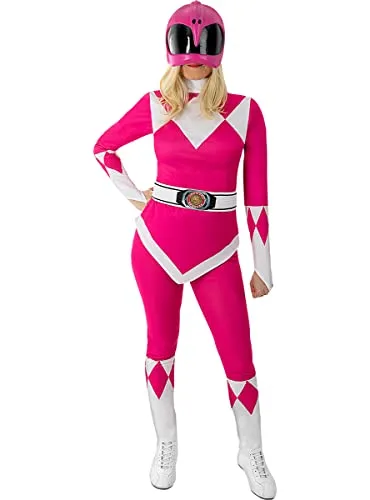 Power Rangers Rosa Kostüm Größe S - Kostüm für Fans der Kultserie, bestehend aus Oberteil, Leggings, Gürtel und Maske – perfekt für Mottopartys, Cosplay oder Karneval!