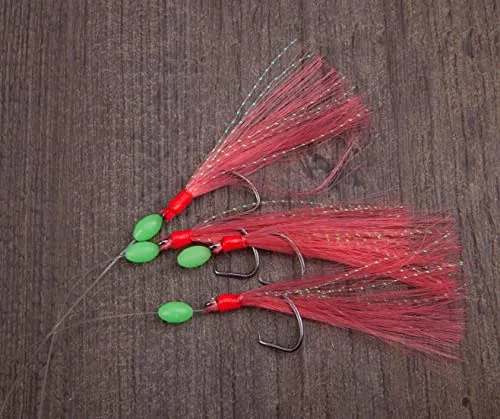 Aquantic Unisex – Erwachsene 10C4039507222215C10 Rig Makrele V, Makrelenvorfach mit Vier Circle Hooks, ca. 125cm, mit Roten Federn, Fluolockperlen, Bunt, Normal