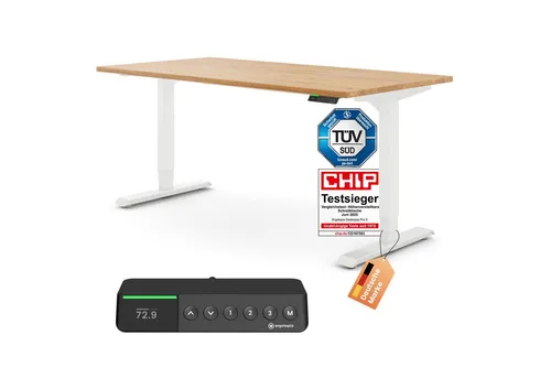Ergotopia Schreibtisch Desktopia Pro X elektrisch höhenverstellbarer Schreibtisch, elektrisch verstellbarer Bürotisch inkl. edlem OLED-Display