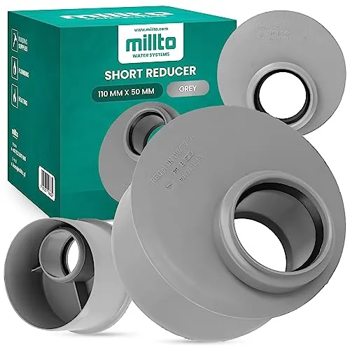 Millto™ Reduzierstück110x50mm Kurze Grau Rohrreduzierung Reduziermuffe Reduzierung Abwasserrohrreduzierstück Wasserleitungsadapter Abwassersysteme PP Rohrverbinder Rohrverschraubung Reduktion