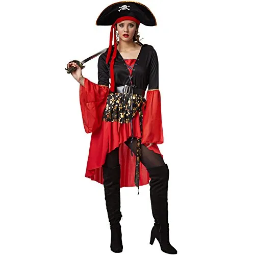 tectake® Frauenkostüm Piratenkönigin - Kostüme für Karneval und Fasching, majestätisches Design mit Eleganz und Autorität für die furchtlose Seeräuberin.