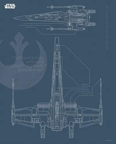 Komar Bild Star Wars Blueprint X-Wing, Star Wars (1 St), Wandbild zur Dekoration im Kinderzimmer - ohne Rahmen