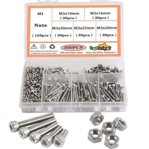 huruirui M3 Schrauben Set 304 Edelstahl Schrauben und Muttern Set